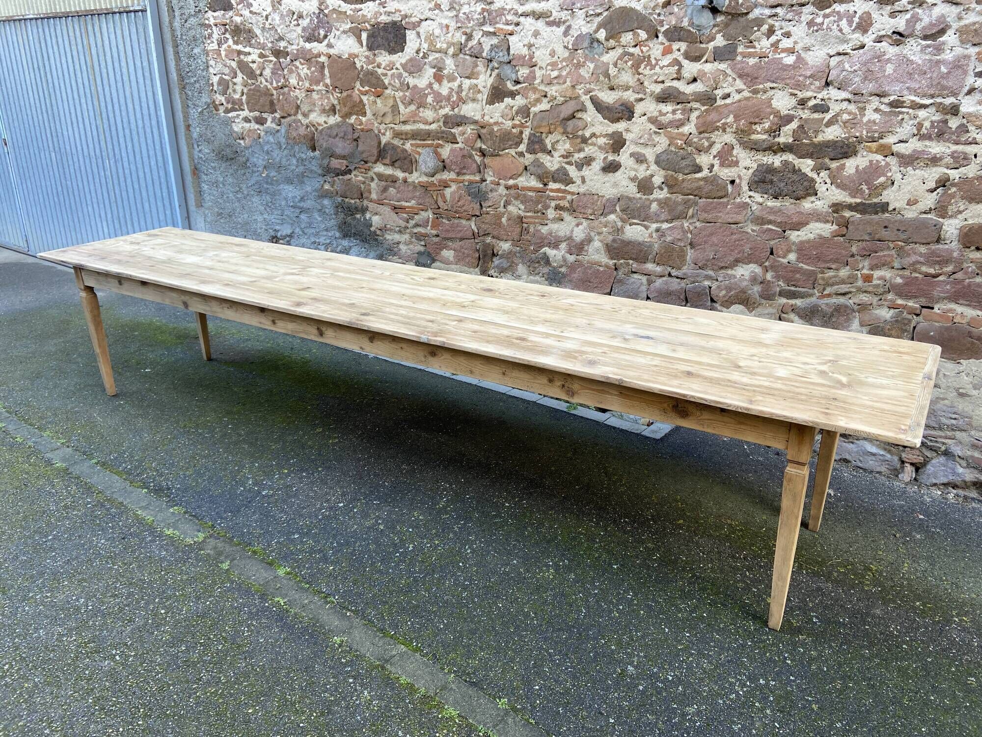 Incredible 400 cm farm table in fir 1900 brasserie natural raw wood