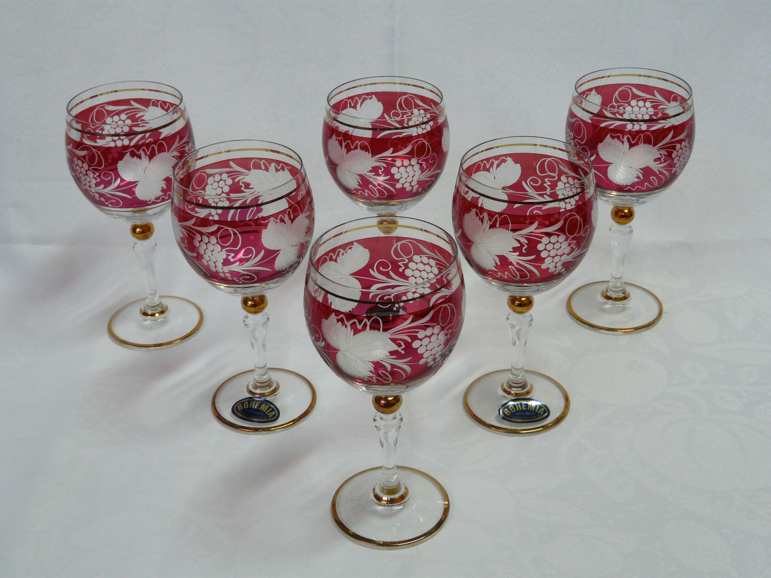 Box of 6 wine glasses in crystal of boheme