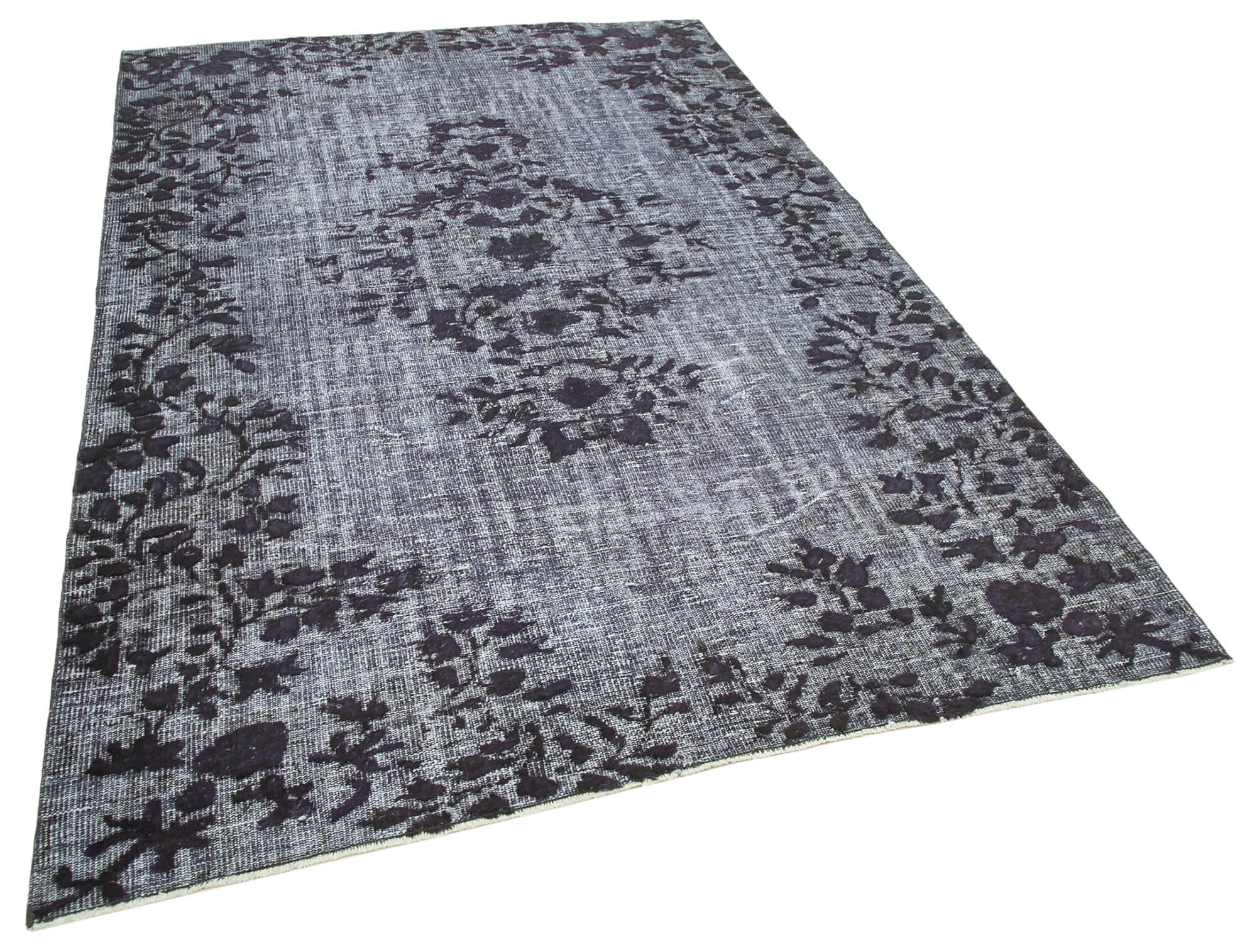 Handmade vintage turkish 1980s 178 cm x 270 cm grey carpet