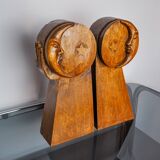 Serres-livres art déco en bois taillé , France 1960