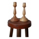 Pair of turned wooden candlesticks, handcrafted, Scandinavian country decoration