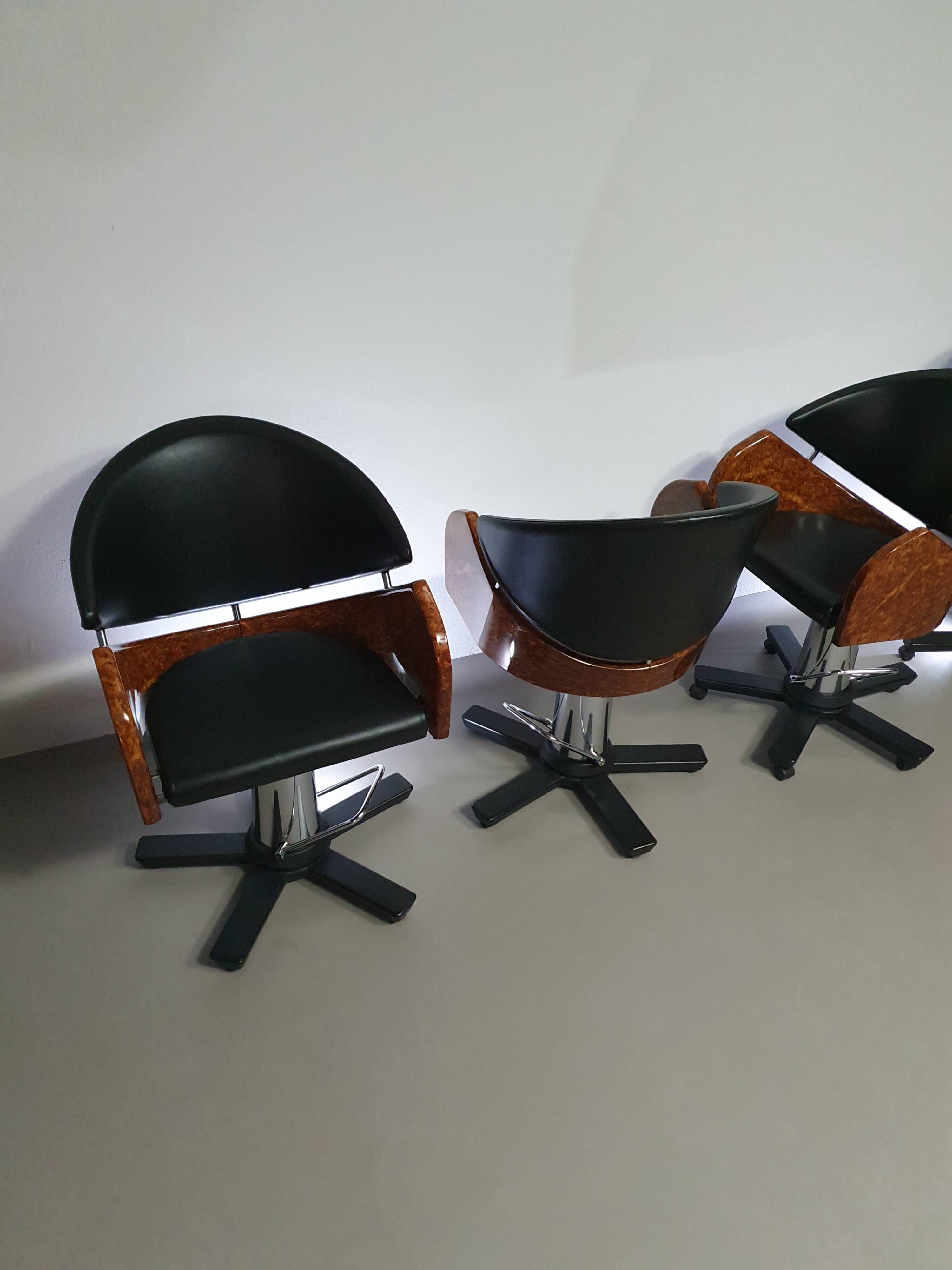 4 x '80s Italian barber chair, height adjustable