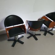 4 chaises de barbier italiennes des années 80, réglables en hauteur