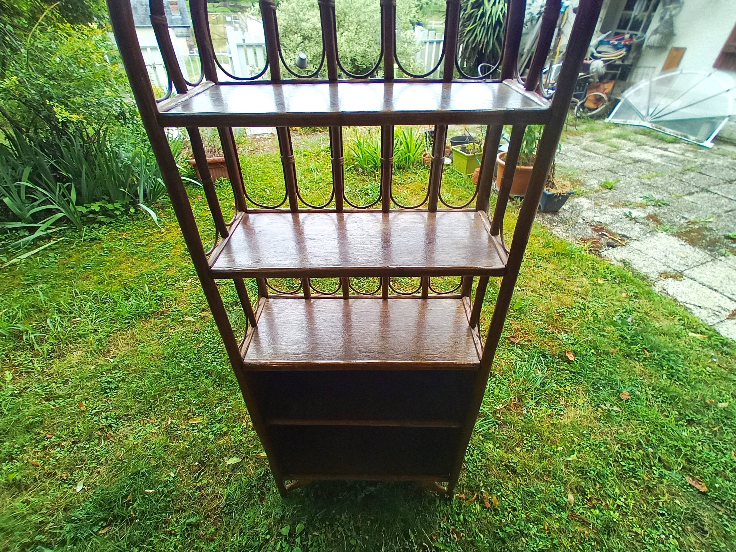 5-tier rattan bookcase shelf