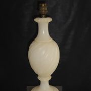 Antique lamp foot in alabaster marble torso belly, pearl rows