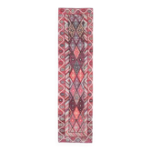 Tapis de couloir vintage turc Oushak fait à la main en laine et coton rose