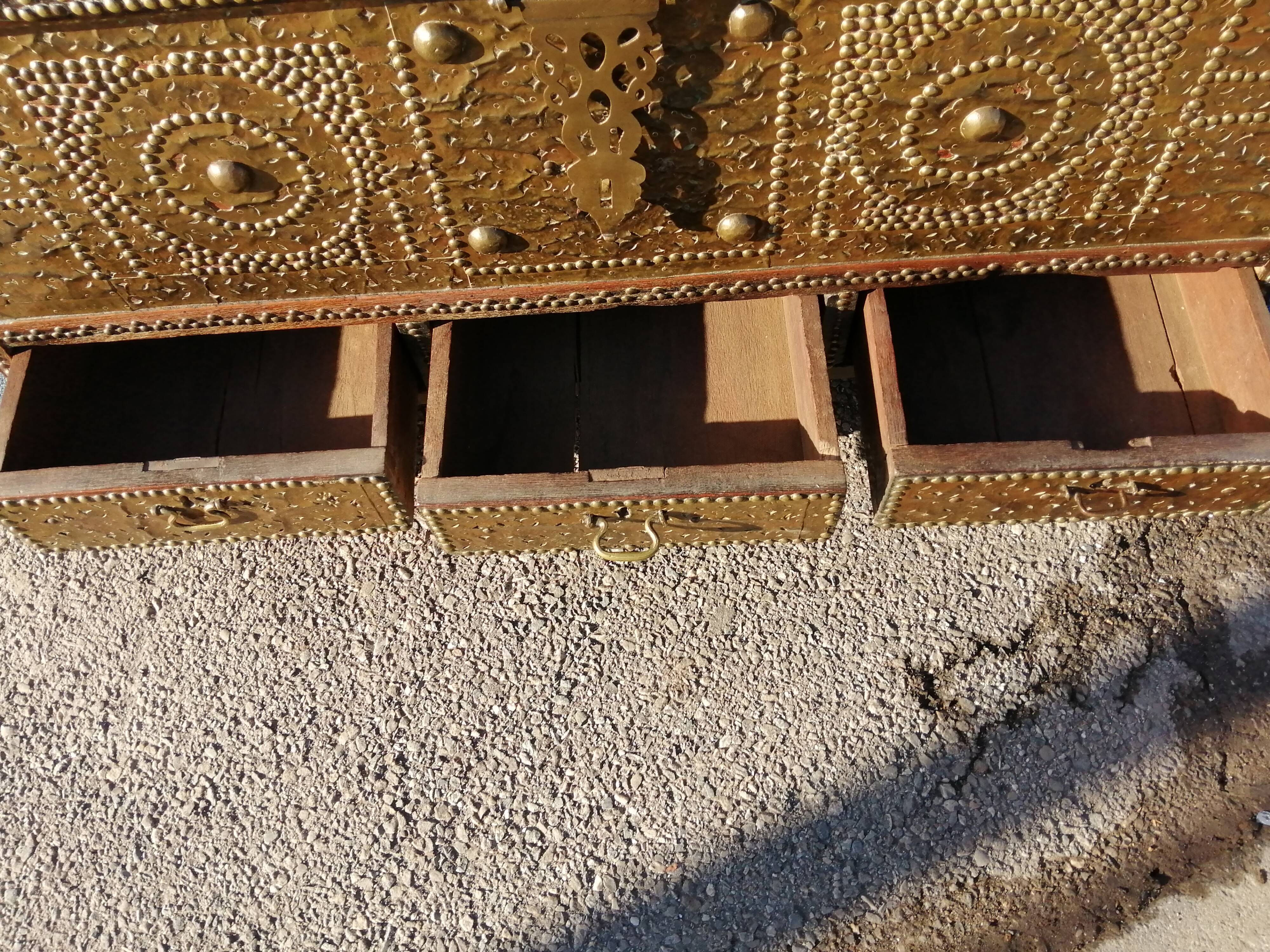Oriental wedding chest in solid wood