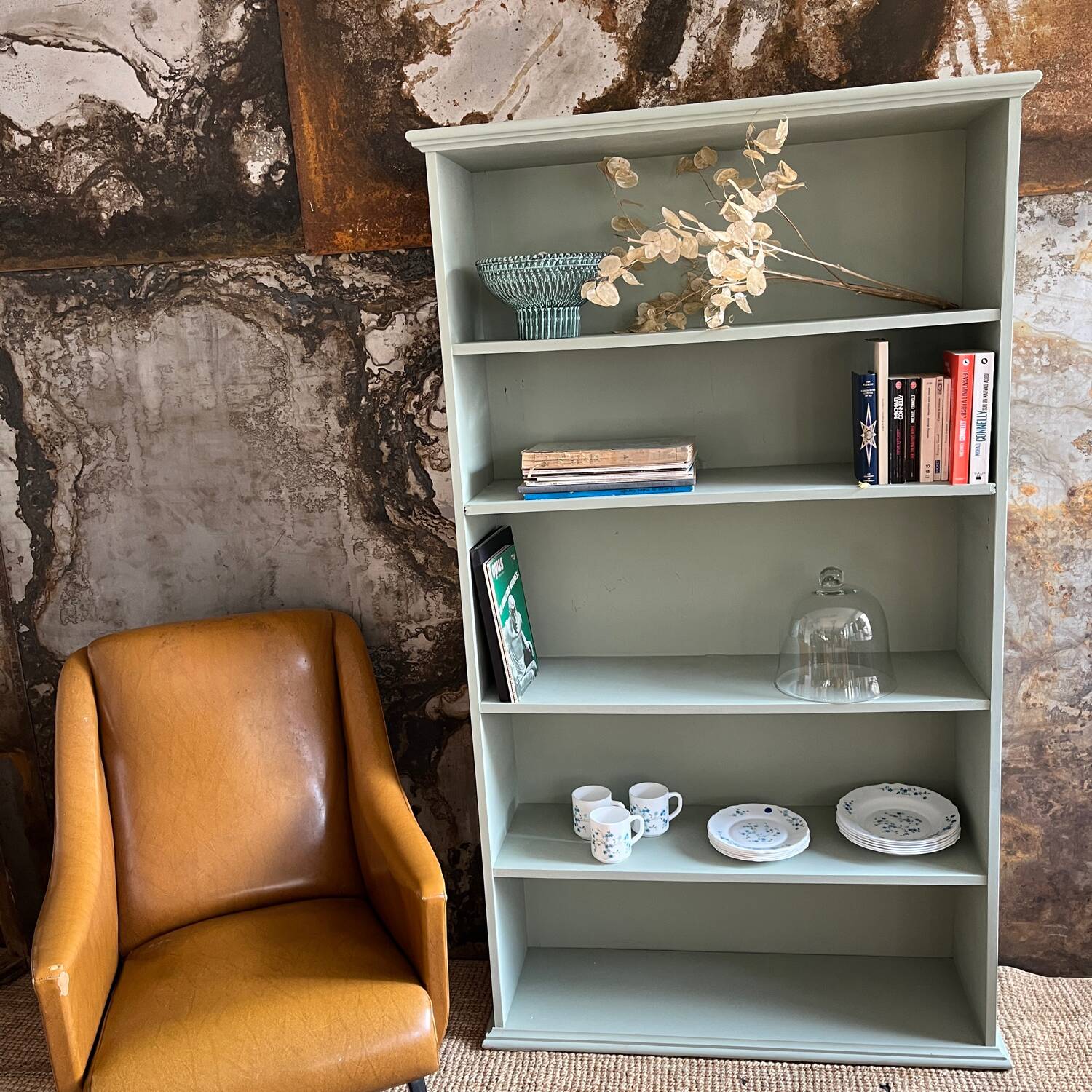 Celadon green bookcase