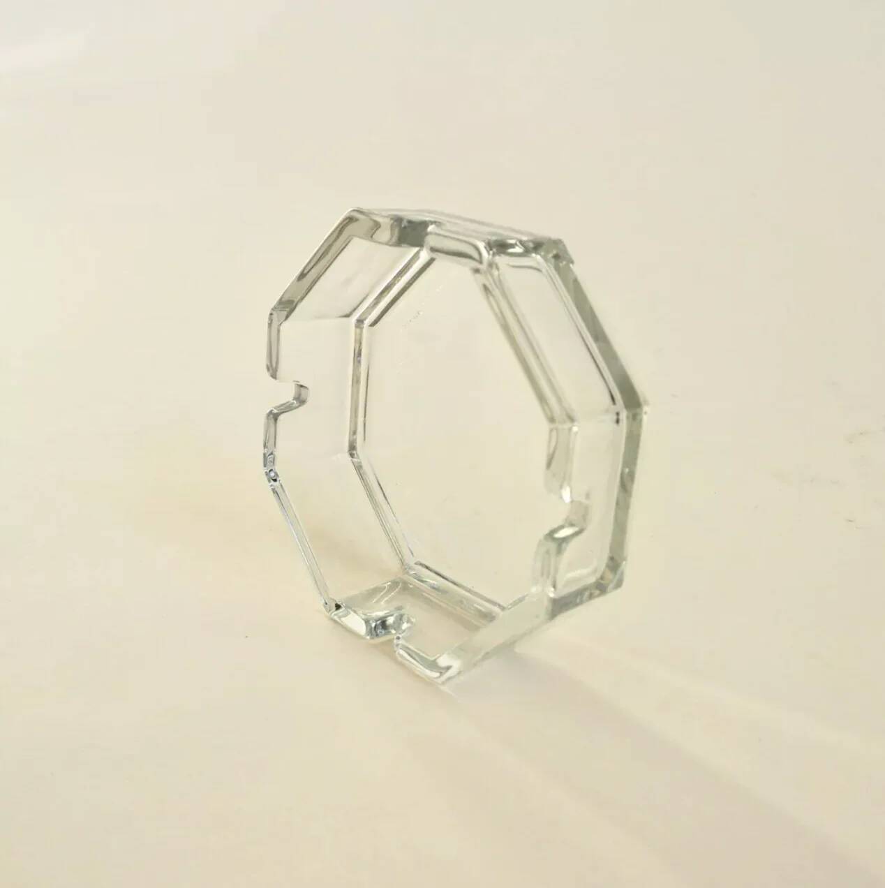 Octagonal glass ashtray