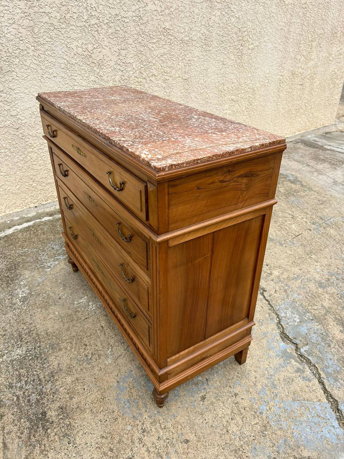 Louis XVI style chest of drawers with marble top
