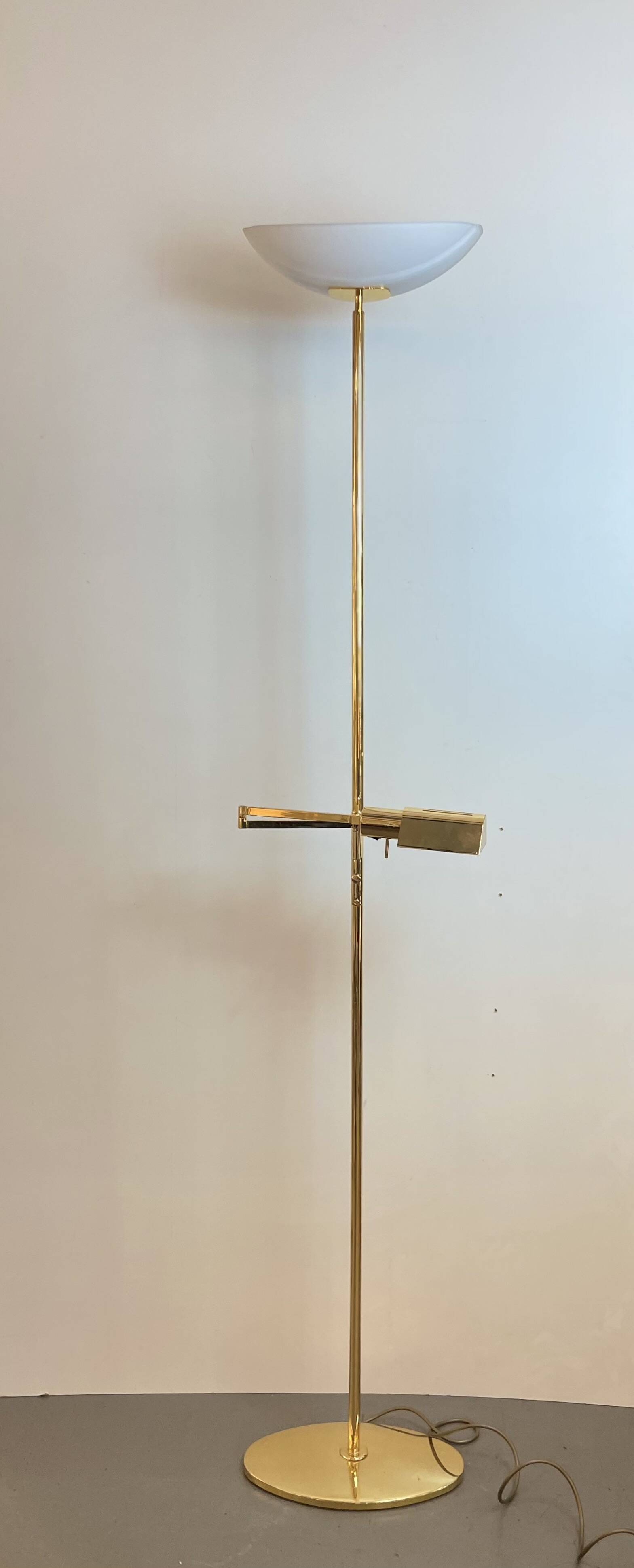 Brass & Opaline Floor Lamp by Milan, Spain, 1980s