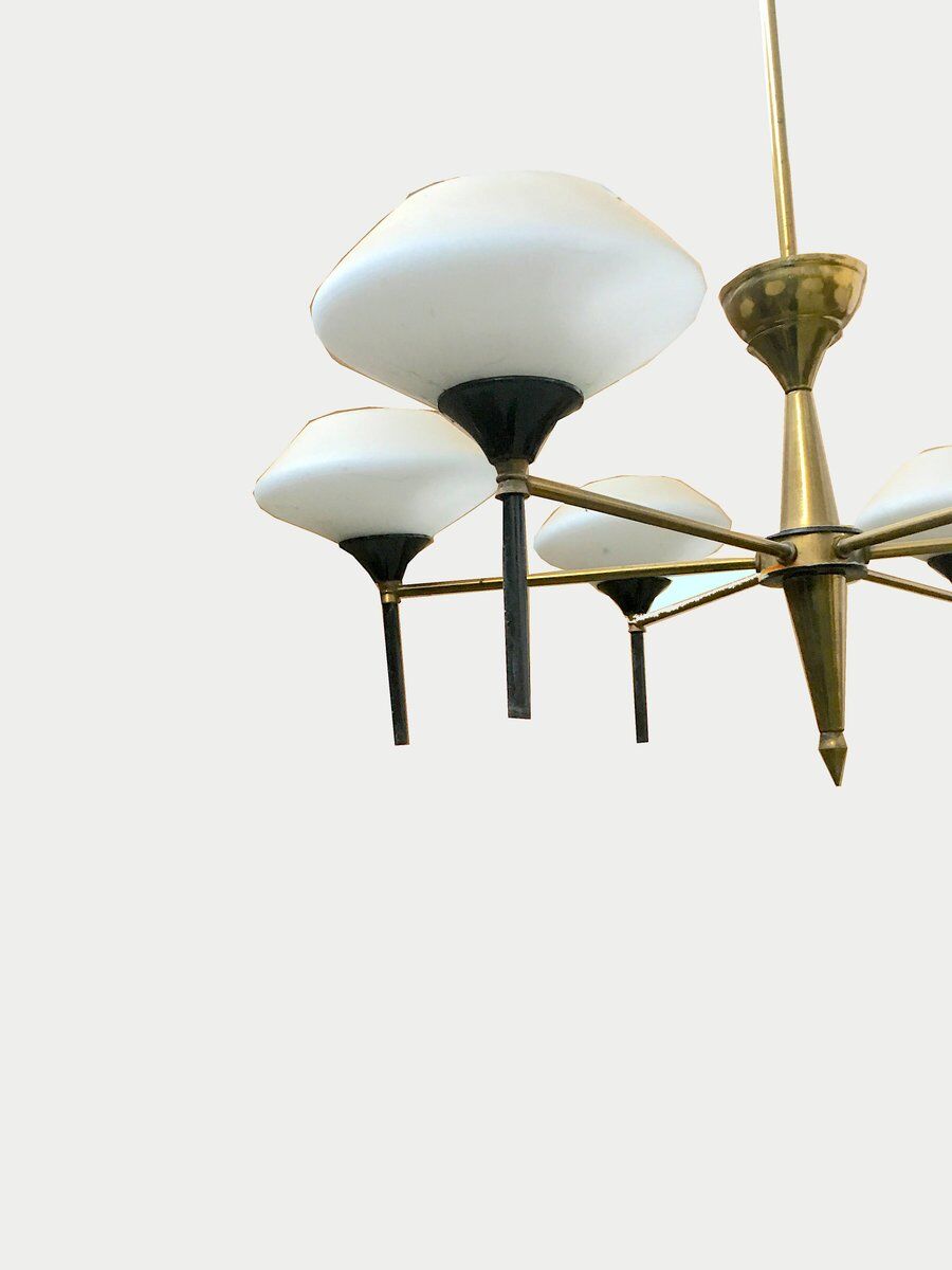 Vintage chandelier in opaline glass