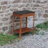 Art deco engraved wood side table