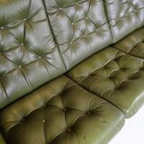 3 pers. sofa in dark green leather with chrome legs from 1970s