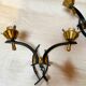 Maison arlus black and brass sconces with white opaline, france - a pair