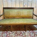 Banquette - Canapé époque Restaurarion en velours de gêne jaune 1830
