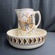 Art Deco, brocade jug and ceramic basin by Badonwiller around 1930.