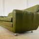 Vintage danish 3 person svend skipper lounge sofa in olive green leather
