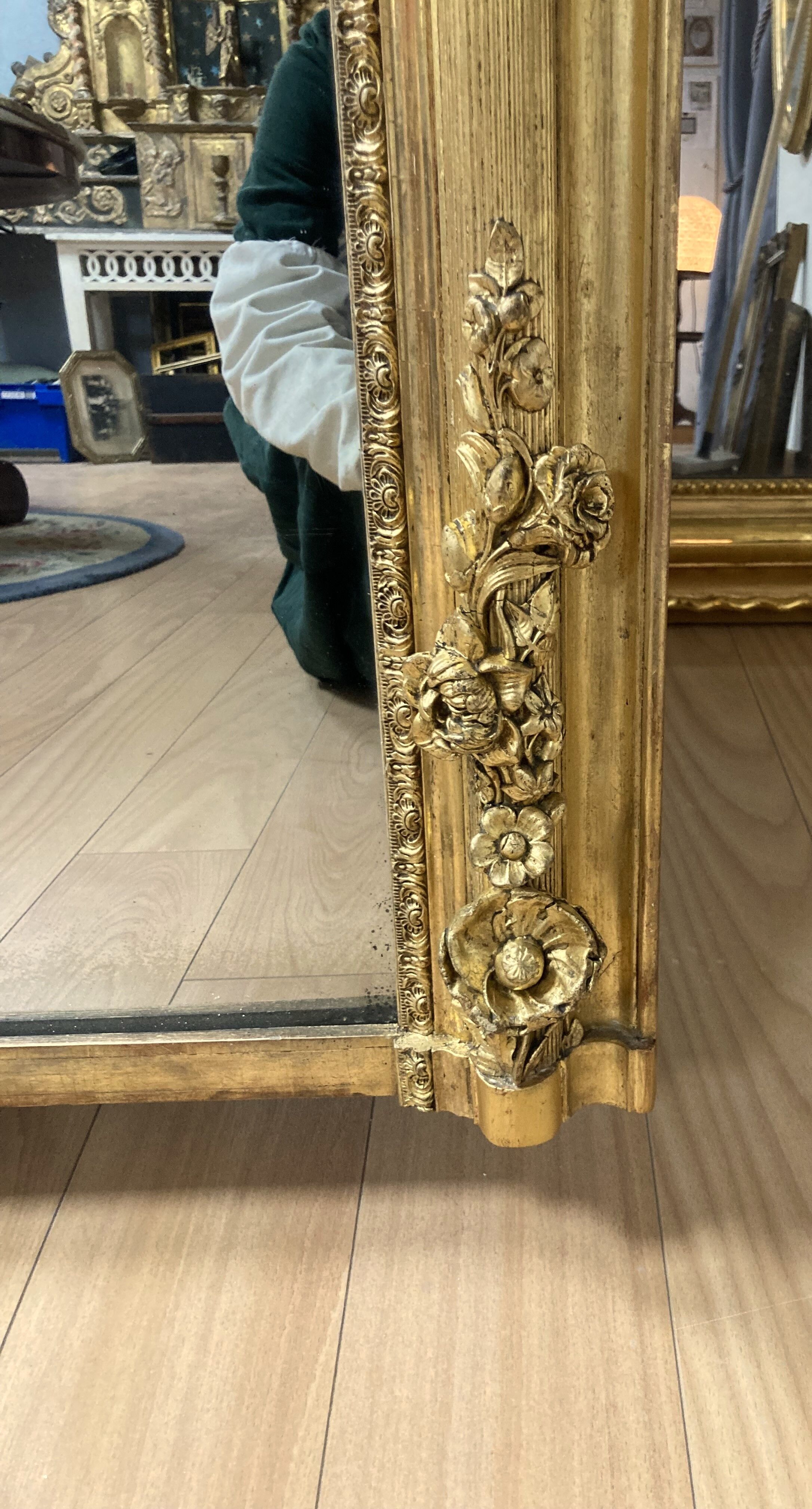 Gilded wooden mirror Napoleon III 186x119cm
