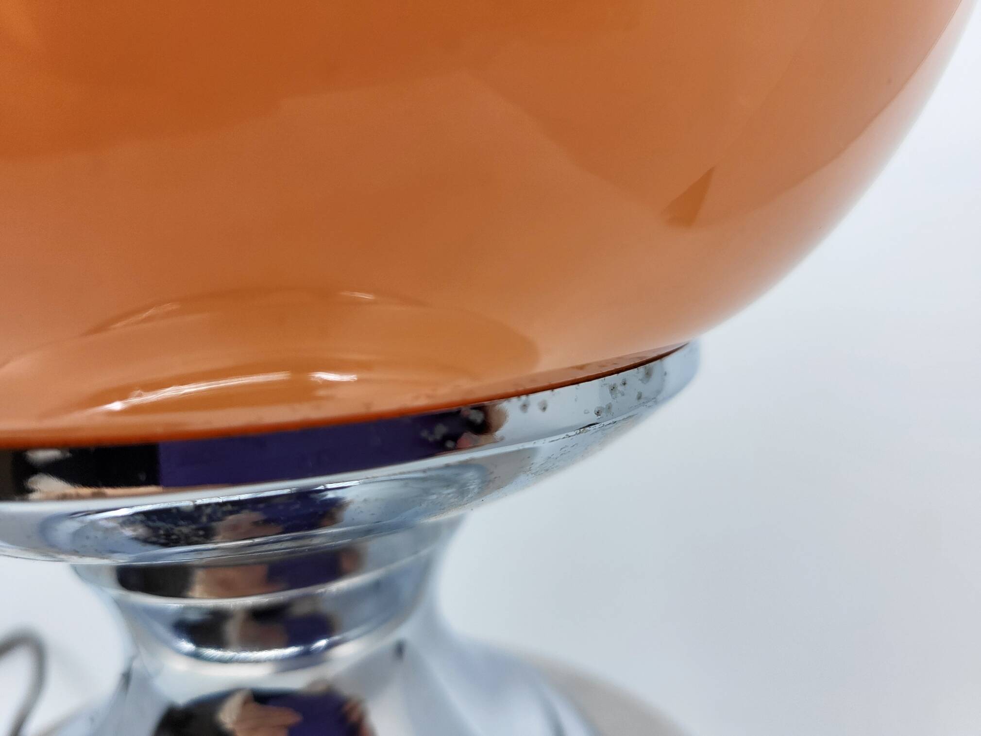 Diderot Delmas lamp in orange opaline with chrome base France 1970 Vintage