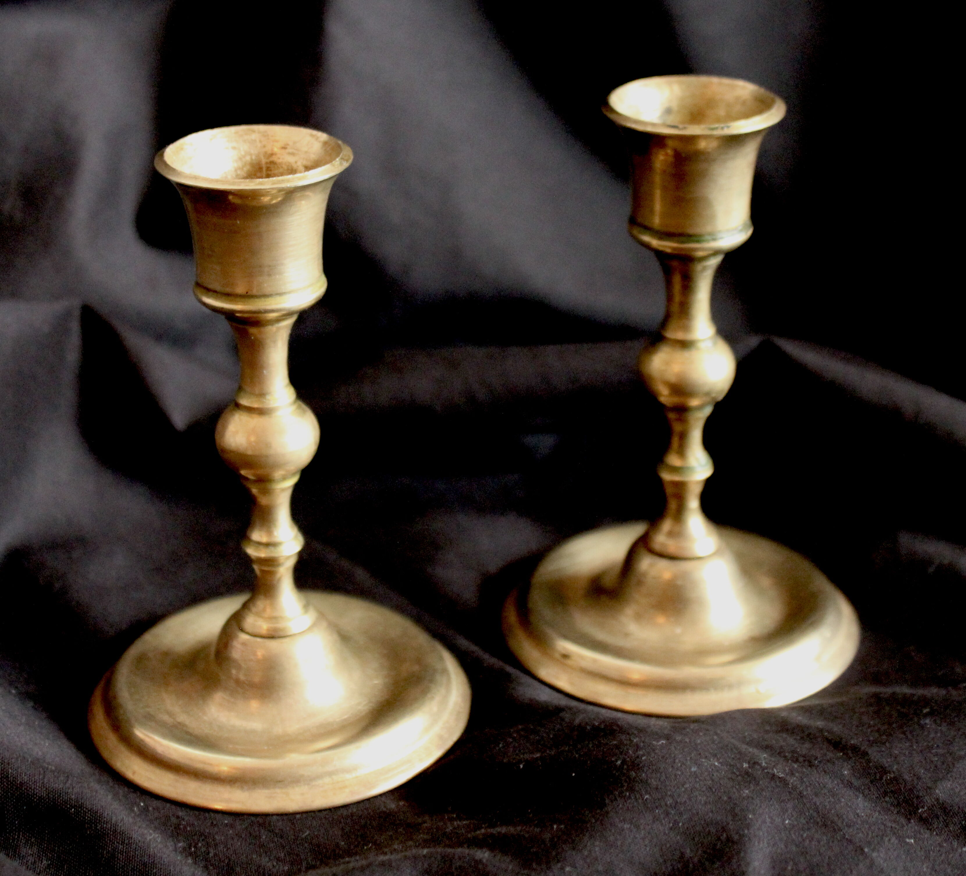 Pair of brass candle holders