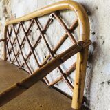 Vintage rattan wall shelf with storage, Circa 60