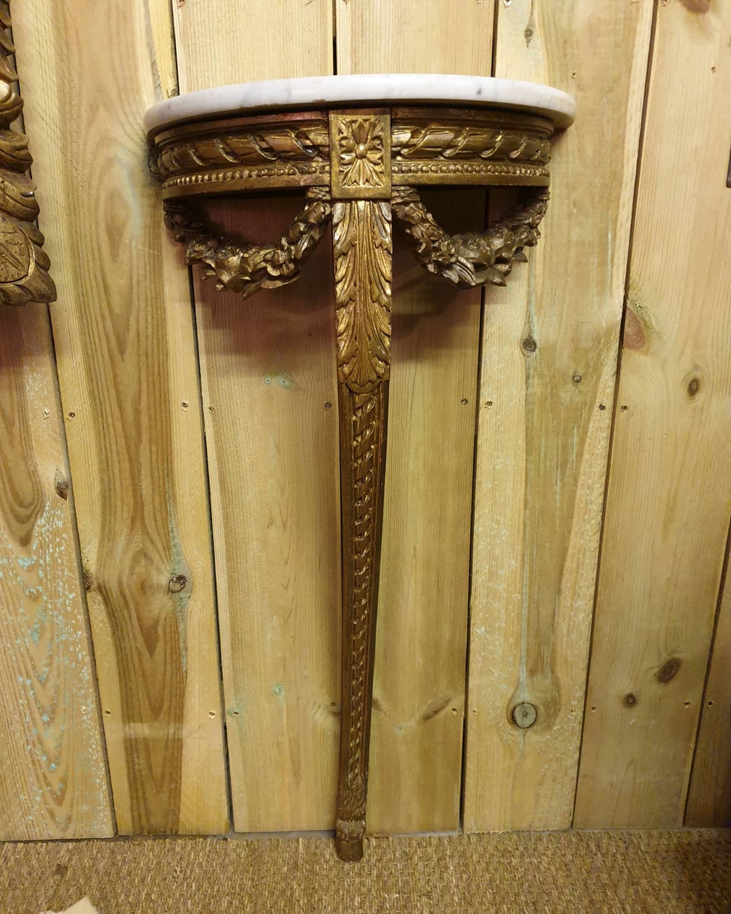 Wall console gilded wood and marble