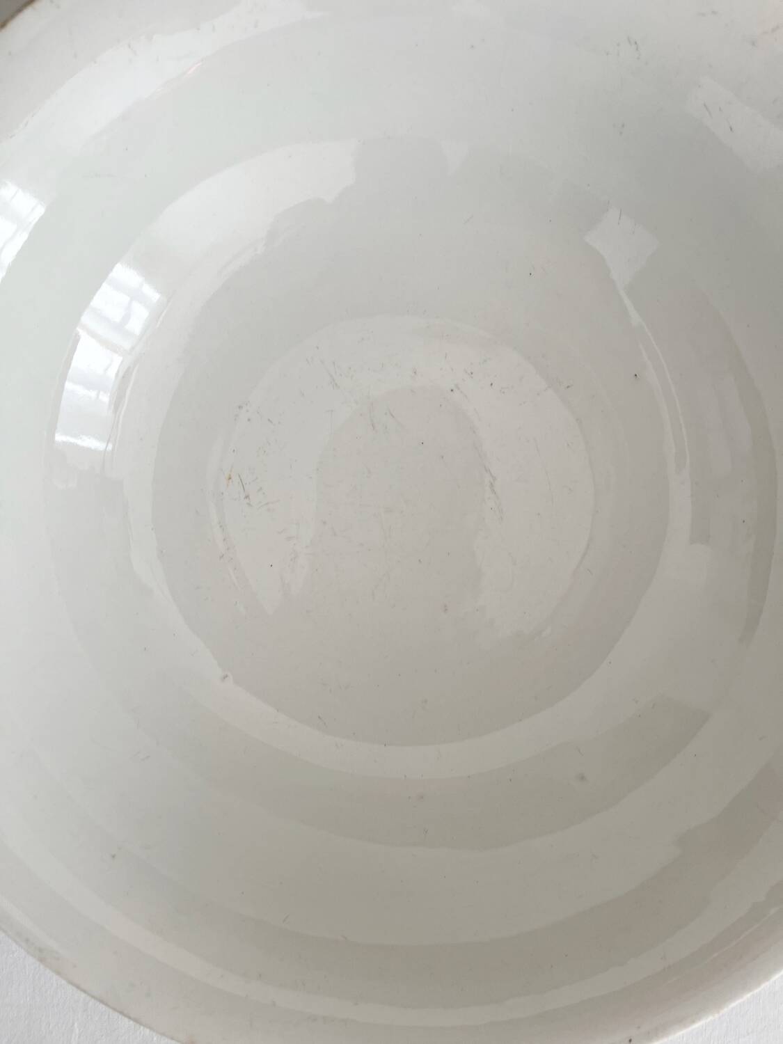 Antique ironstone salad bowl from Creil and Montereau