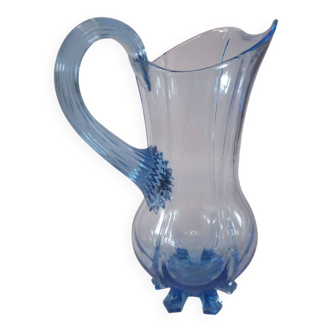 Art Glass Blue Pitcher