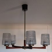 Lustre 5 branches teck et laiton design scandinave