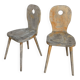 Set of 2 Rustic Primitive Wooden Chairs / Weathered Farmhouse Dining Chairs