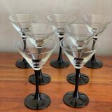 7 thin black stemmed glasses