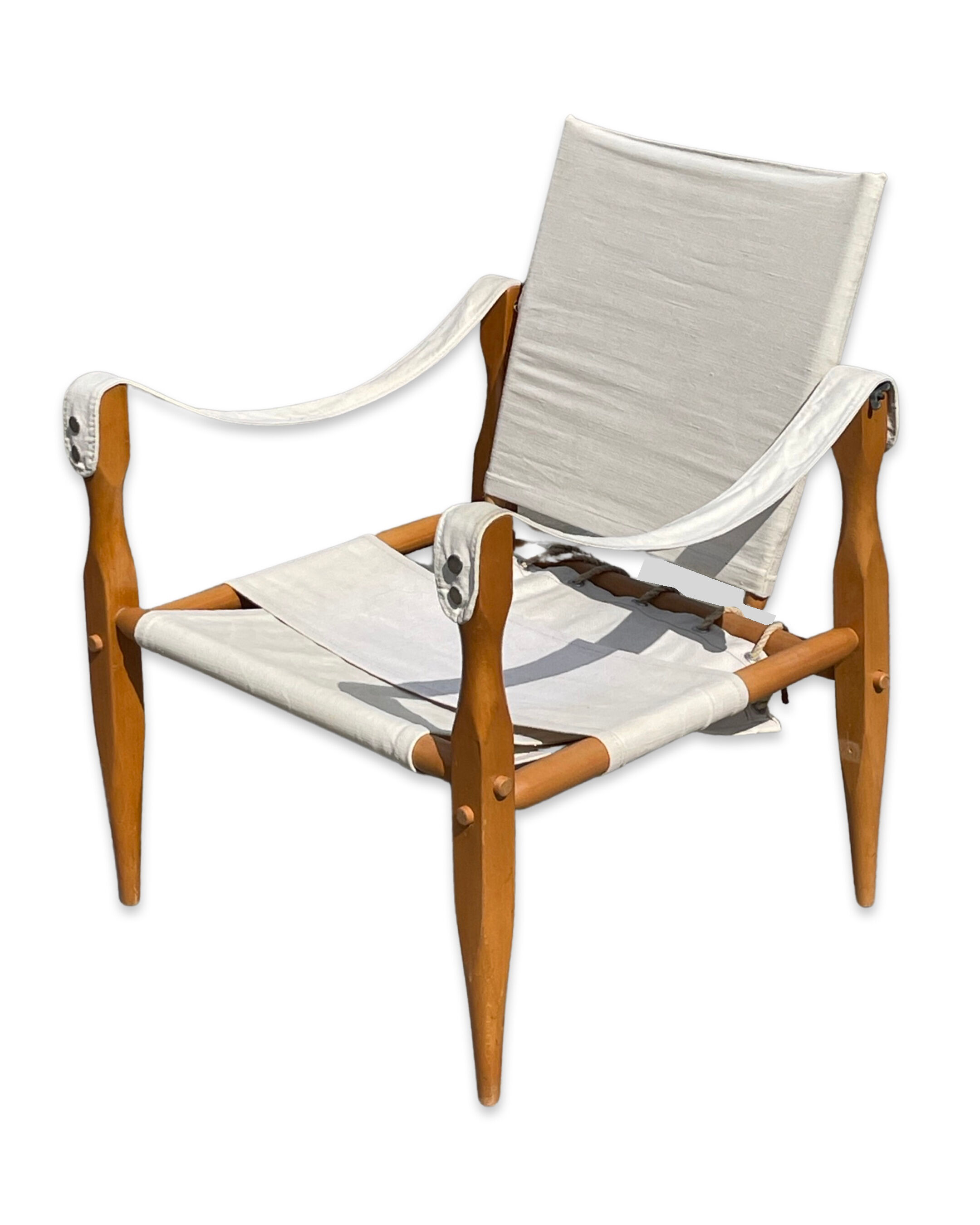 Vintage safari chair 1960s Denmark with canvas minimalist design