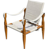 Vintage safari chair 1960s Denmark with canvas minimalist design