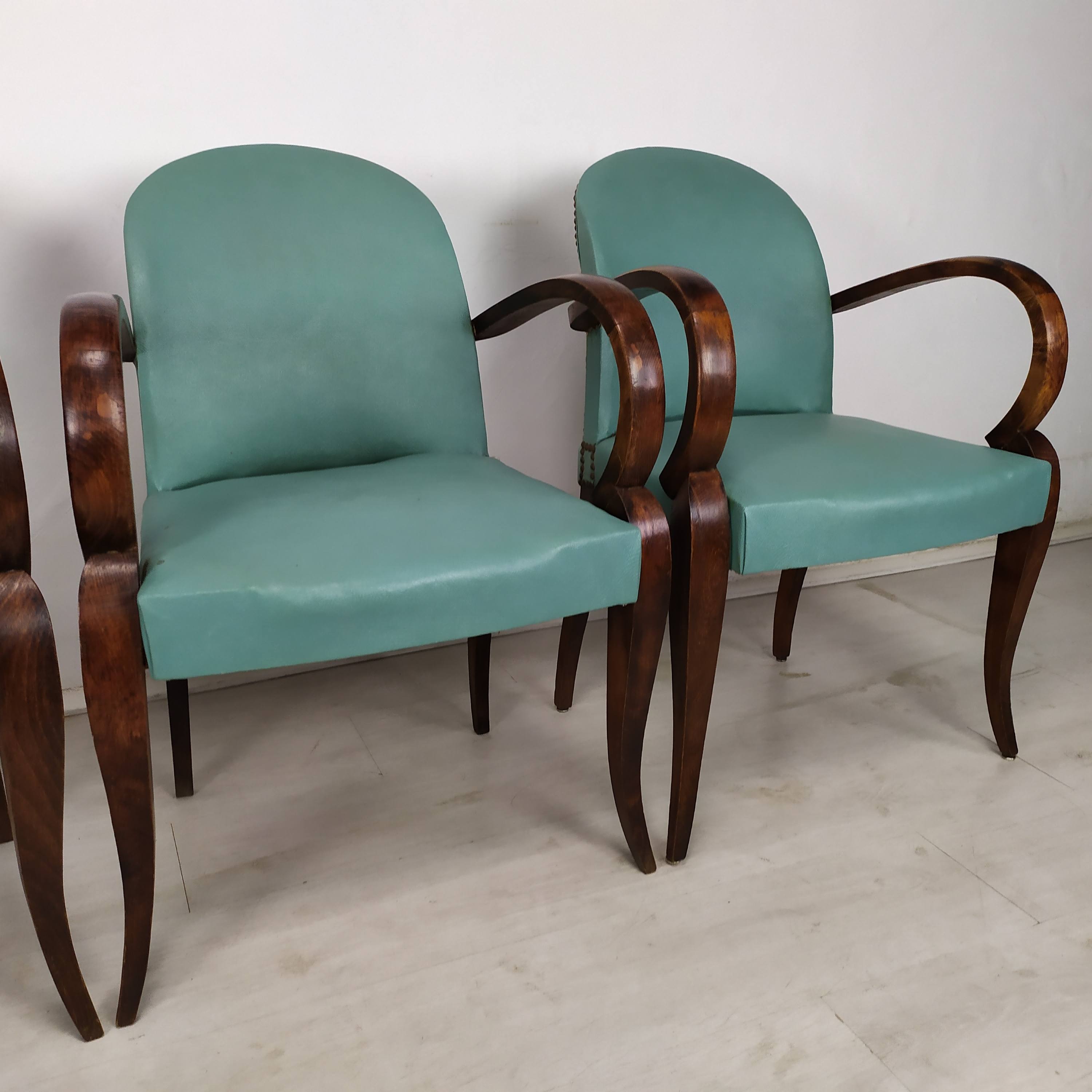 5 art deco bridge armchairs