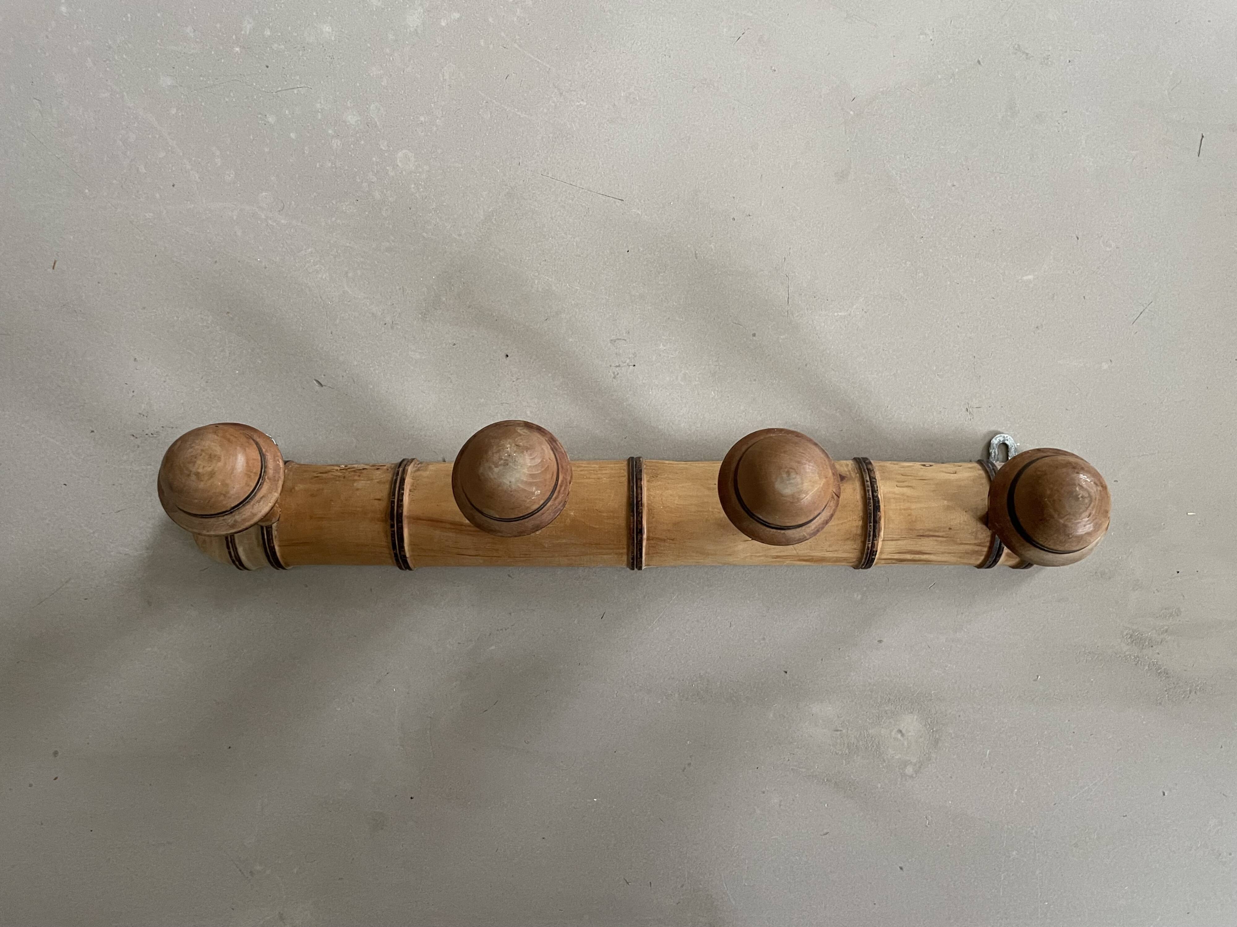 Vintage wooden wall coat rack