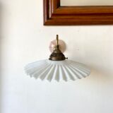 Wall lamp gooseneck in gilded metal and white opaline