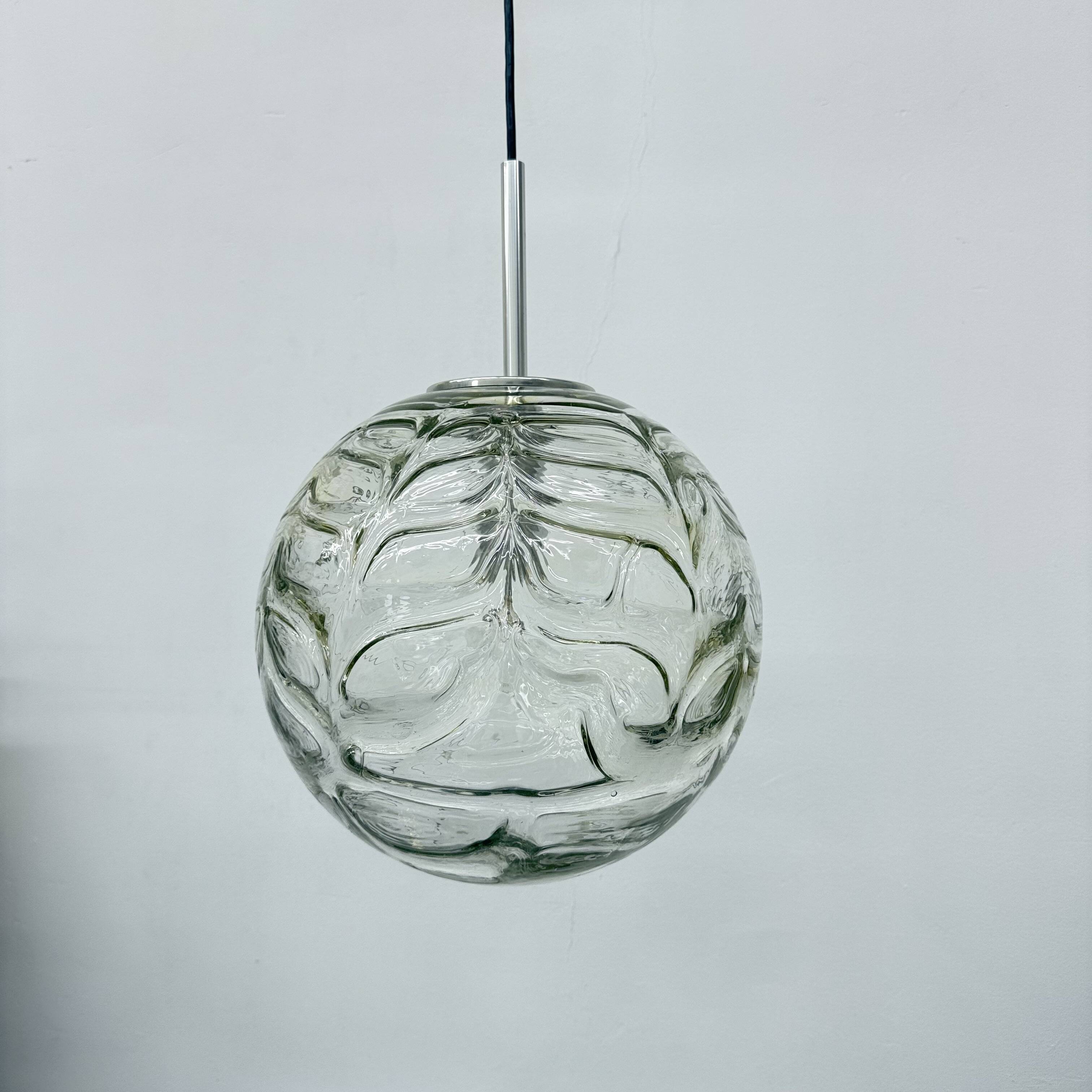 Doria leuchten glass hanging lamp , 1970s