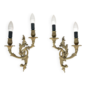 Paire d'appliques murales en bronze chandelier, style classique, Louis XV