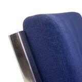 Pair of armchairs and pouf in chrome steel. 1970s, Valérian Rybar.