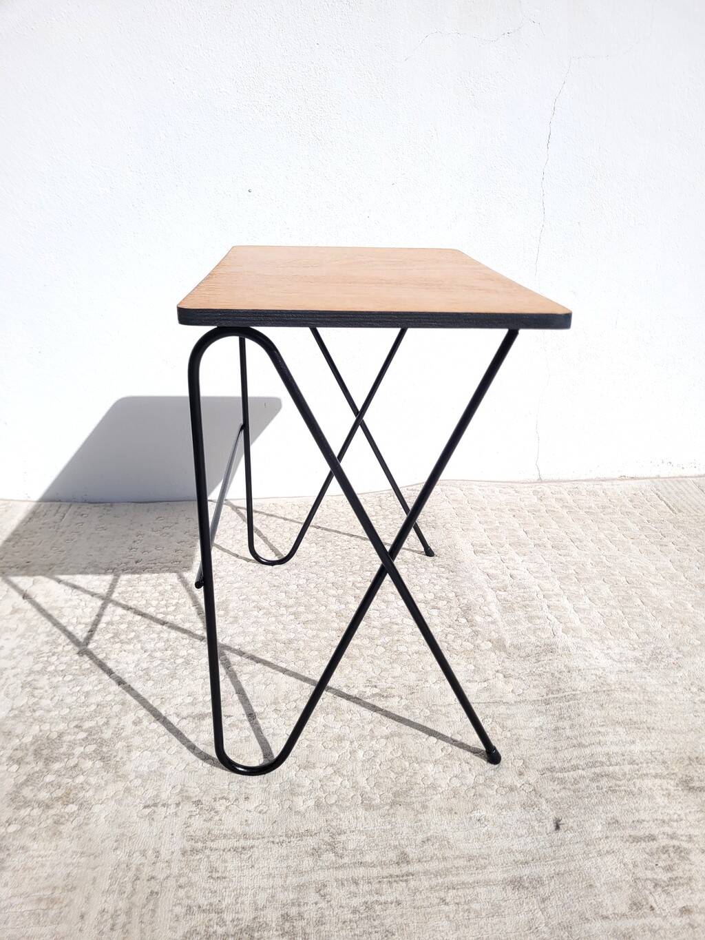Refurbished vintage hairpin legs side table