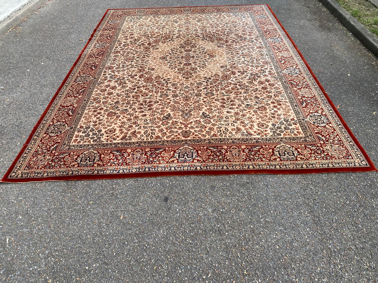 Large industrial Persian carpet in burgundy wool, carpet sample 250x350cm.