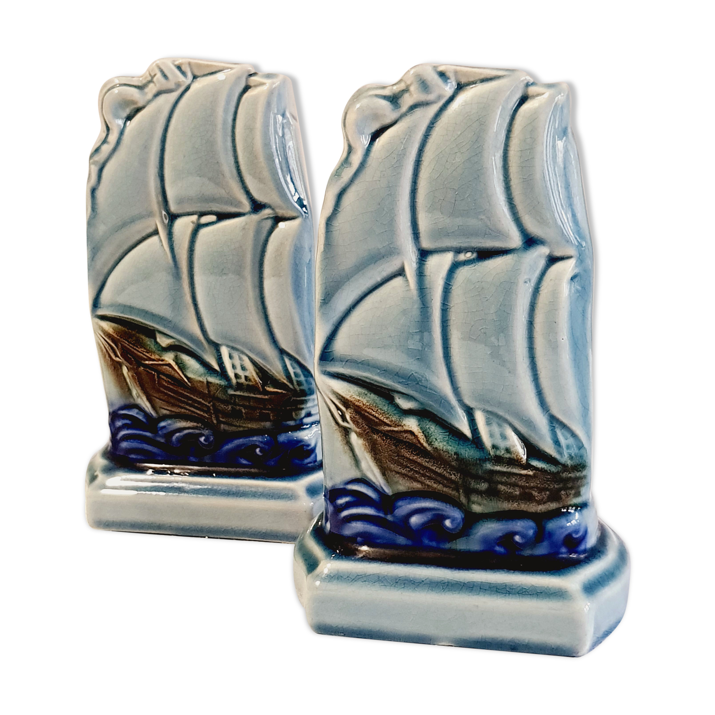 Pair of soliflores boats in dabr Sarreguemines ESDEVE