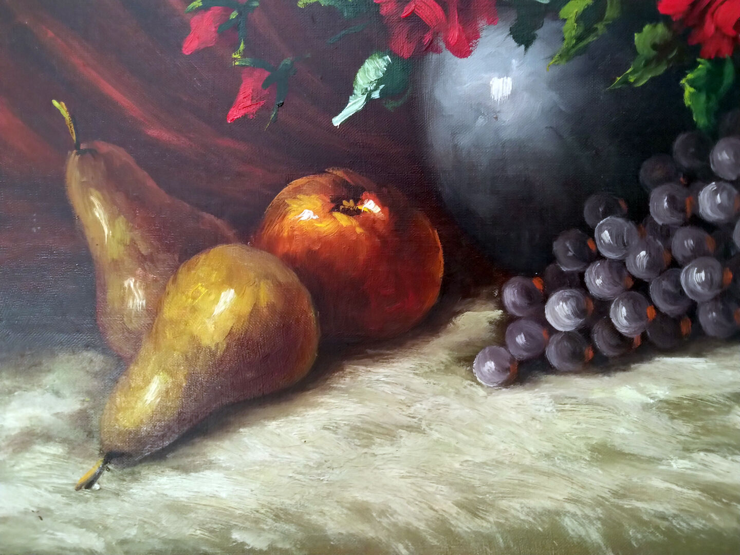 Huile antique géante sur toile par M.S. Dufour