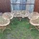 Set of 4 armchairs and 1 vintage rattan bench (5 pieces) inseparable.