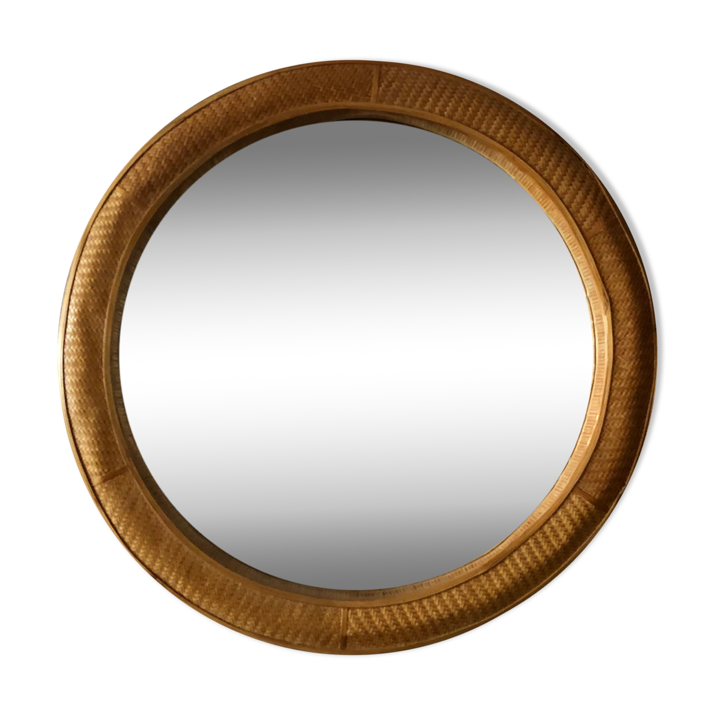 Vintage mirror in braided rattan