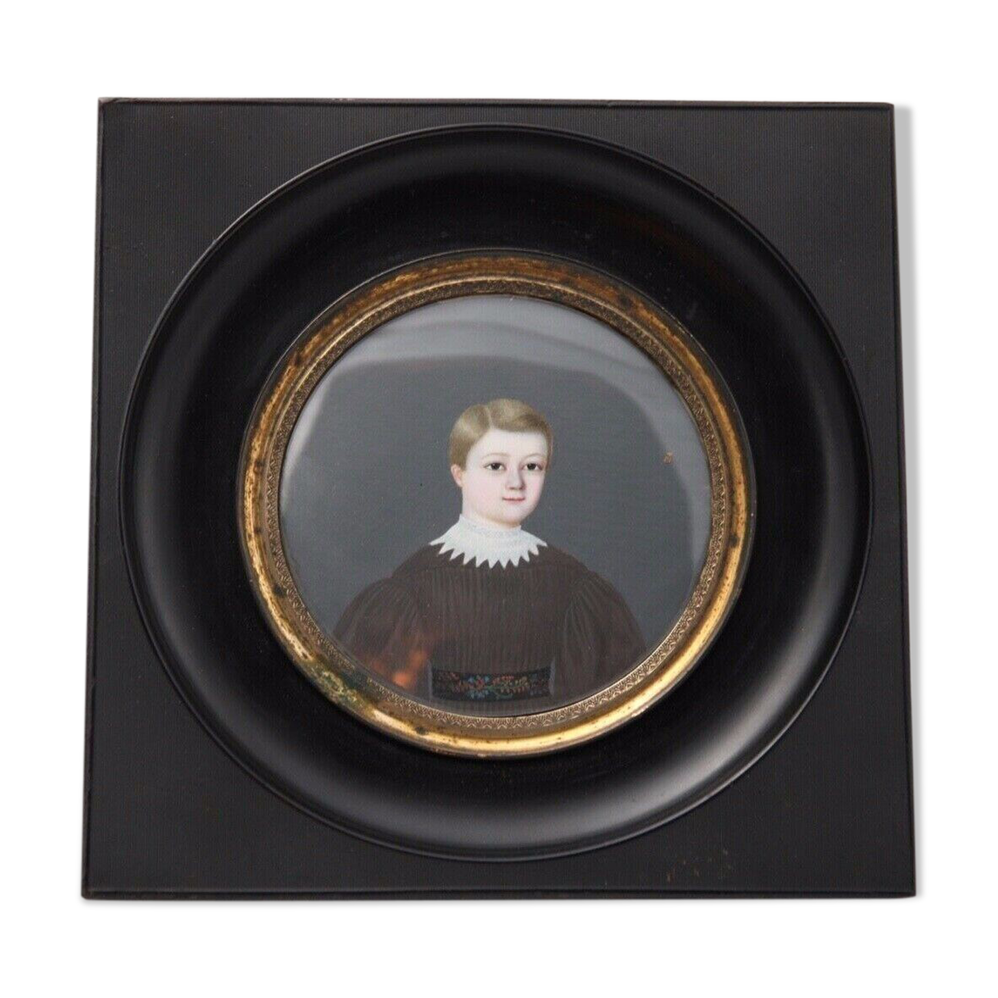 Miniature par p martin jeune enfant charles martin 1836 cadre noirci