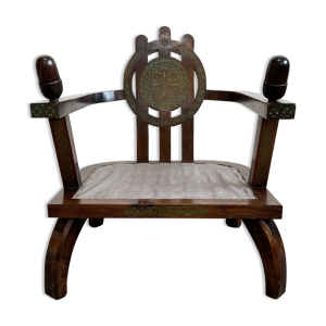 Fauteuil par Ettore Zaccari, chêne avec détails sculptés, c1910