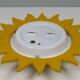 Vintage "sun" ceiling light Massive Belgium in opaline glass and lacquered wood.