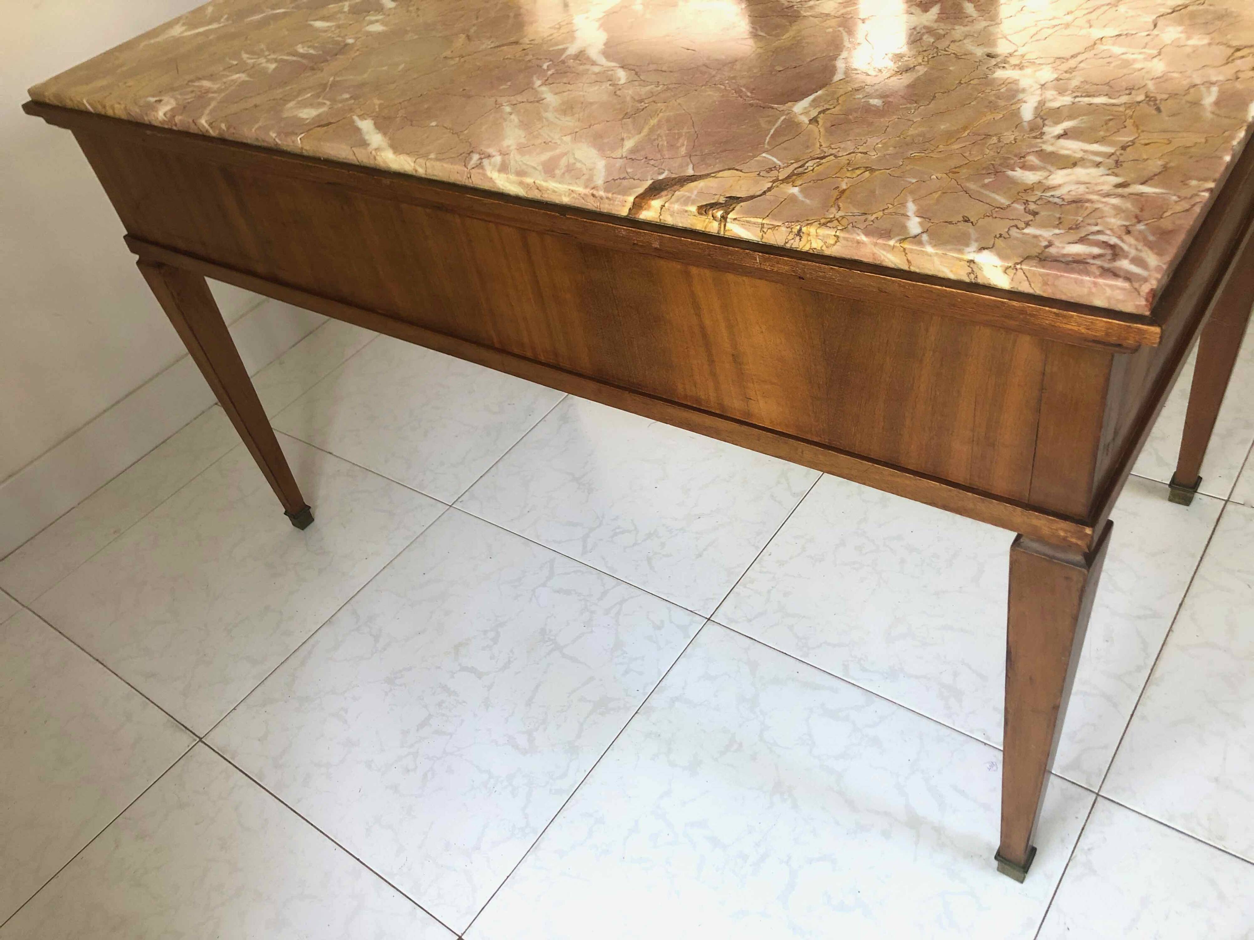 Wood and pink marble desk